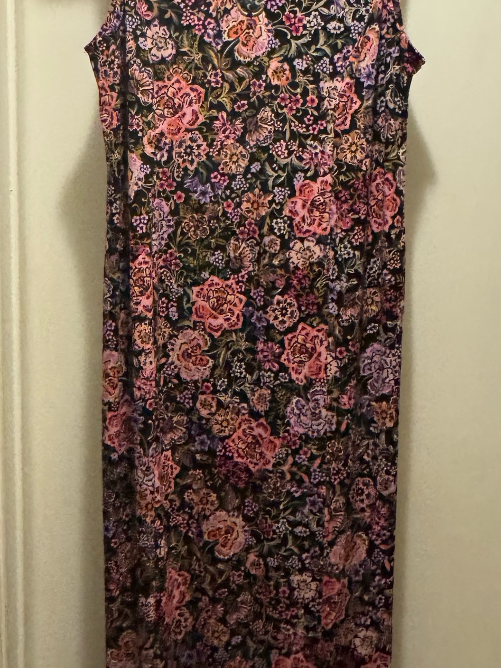 MSK Black Floral Top with Pink, Purple & Orange Blooms Size XL NWOT